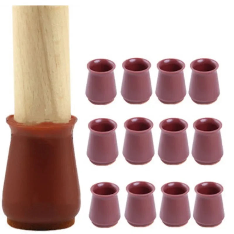 Protetor de Pés Cadeira e Mesa em Silicone com Feltro Antiderrapante Lenogue Marrom / 1 Pacote 16 Unidades