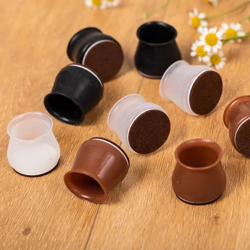 Protetor de Pés Cadeira e Mesa em Silicone com Feltro Antiderrapante Lenogue Branco / 1 Pacote 16 Unidades
