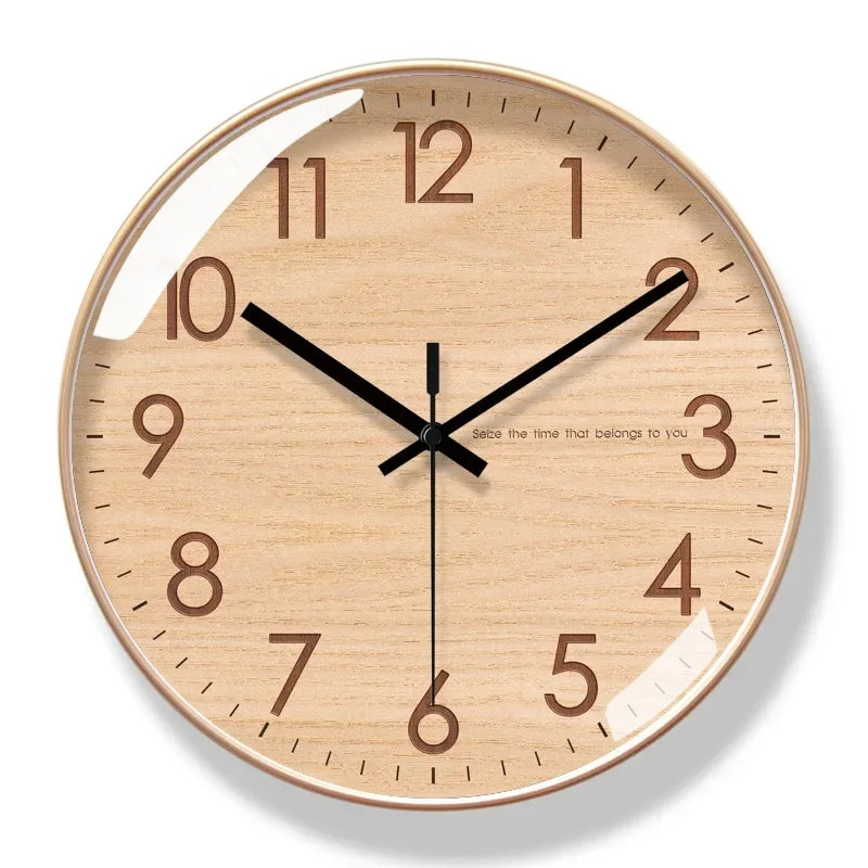 Relógio de Parede Boisé Textura Madeira Movimento Silencioso Lenogue Bege Mod. 01
