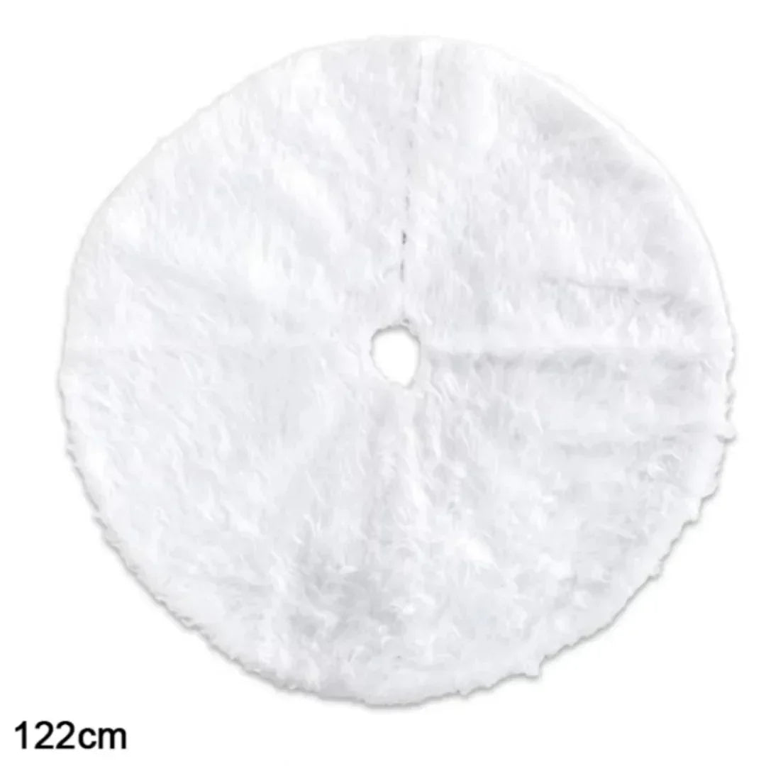 Saia para árvore de Natal Plush Redonda Branco Neve Lenogue