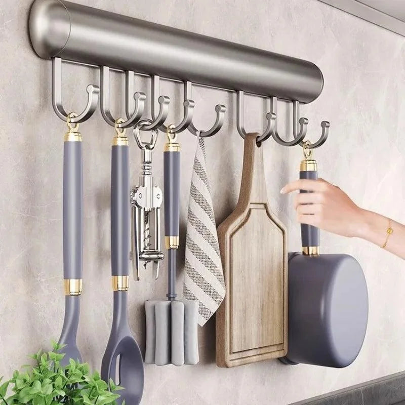 Suporte de Parede para Organização Utensílios Cozinha Lenogue Cinza - 30 Cm / Alumínio