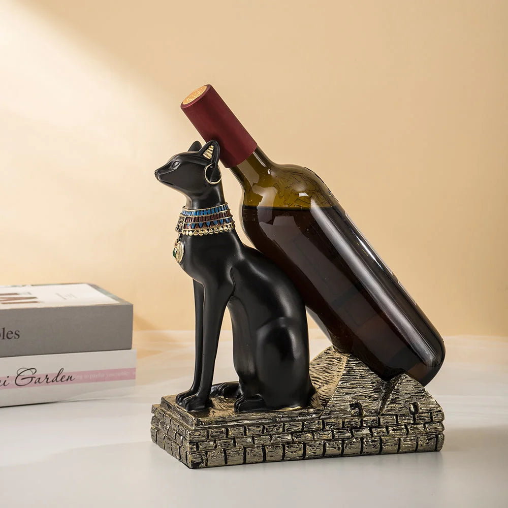 Suporte para Vinho Anúbis em Resina Estilo Egípcio Lenogue