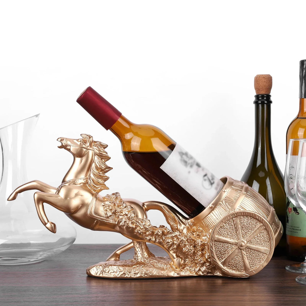 Suporte para Vinho Criativo em Resina Estilo Clássico Lenogue