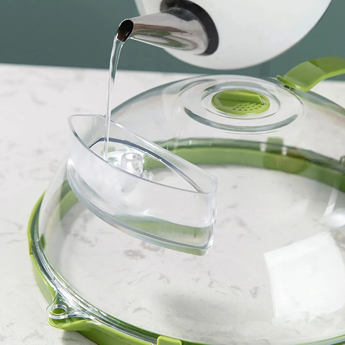 Tampa Anti-respingos para Micro-ondas com Dispenser de água Lenogue Mod. Verde Depósito