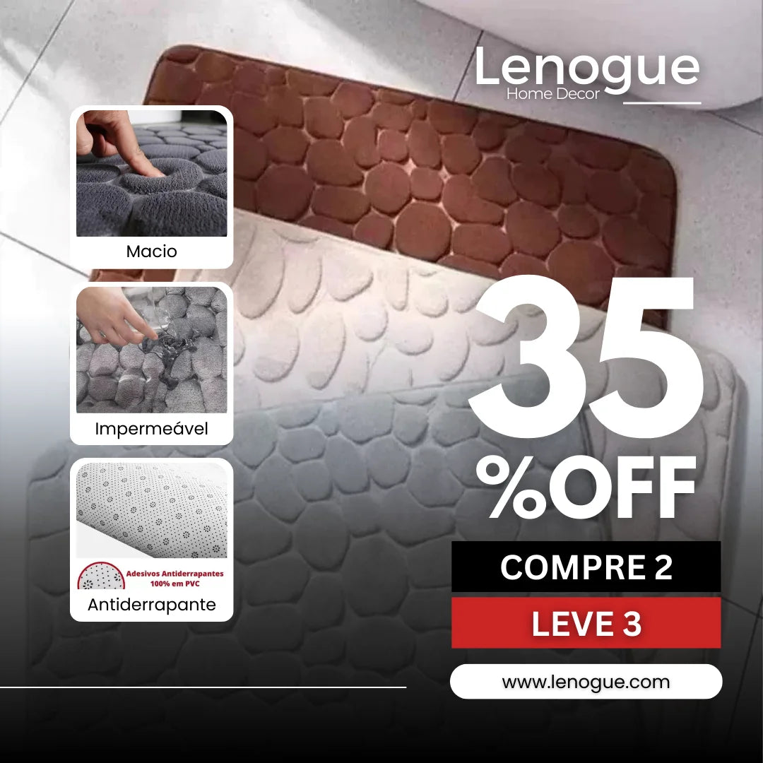 Tapete Antiderrapante Absorvente para Banheiro de Algodão Lenogue Marrom / 40 x 60 Cm / Compre 2 Leve 3