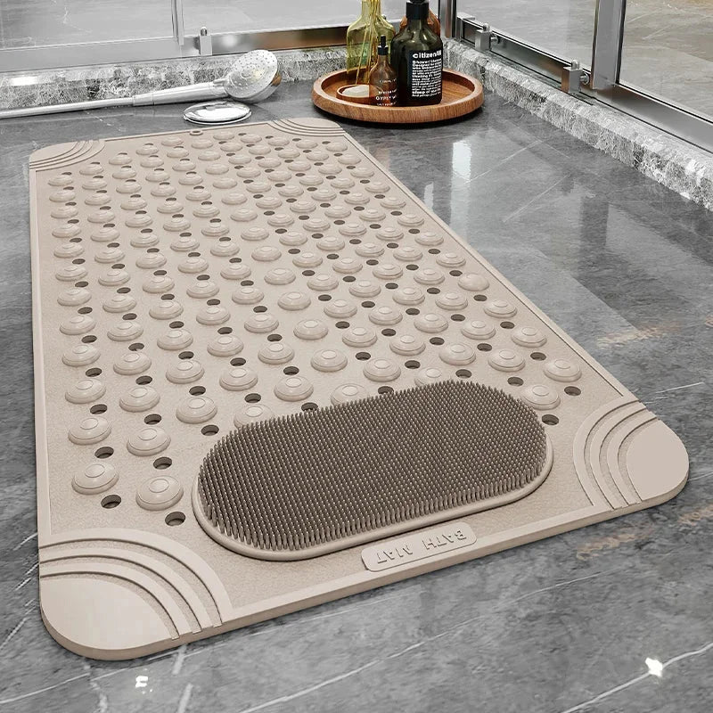 Tapete Antiderrapante com Massagem e Textura Soft para Banheiro Lenogue Bege / 36 x 70 Cm