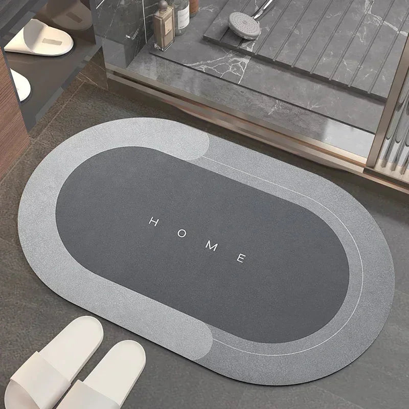 Tapete Antiderrapante Premium com 3 Camadas Oval Lenogue Cinza / 40cm x 60cm