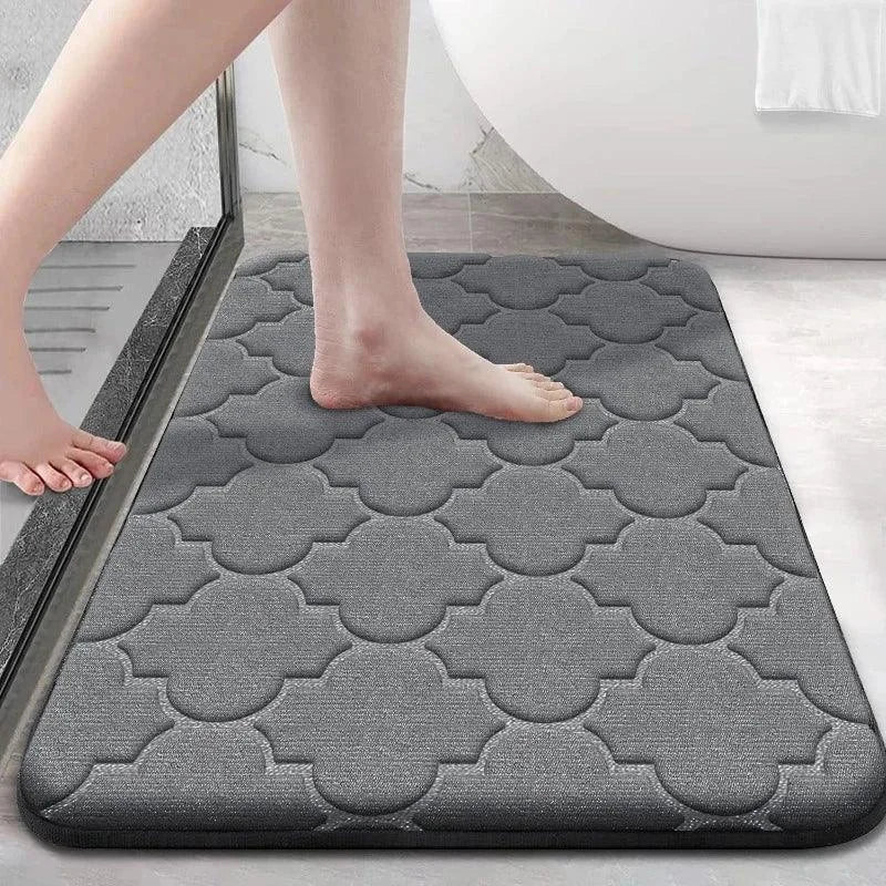 Tapete de Veludo Coral Antiderrapante Absorvente para Banho Lenogue Cinza / 40 Cm x 60