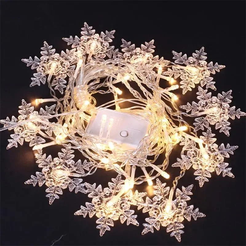 Varal de Luzes Led Flocos Neve com 8 Modos Iluminação Lenogue