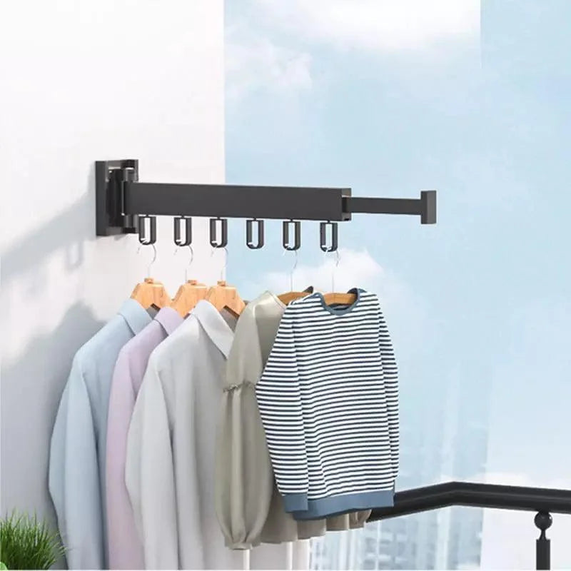 Varal Retrátil de Alumínio para Parede Suporta até 25kg Lenogue Preto (30 Cm)