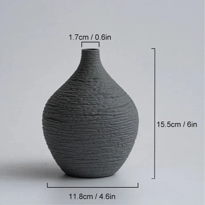 Vaso de Cerâmica Boca Estreita Estilo Nórdico para Sala Lenogue